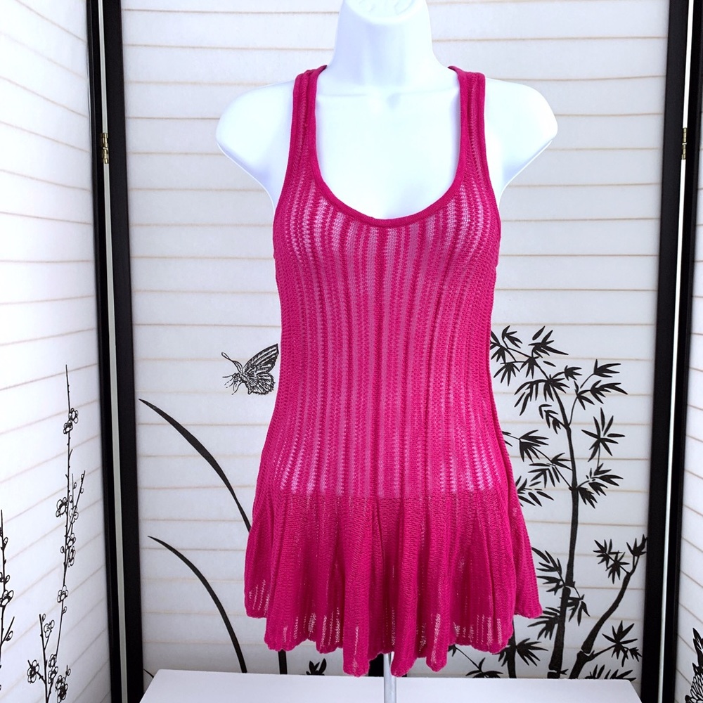 American Eagle Tank Top Sz XS Open Weave Tulip Hem
